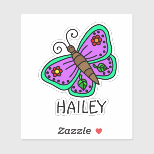  Butterfly en naam op maat Sticker (Vel)