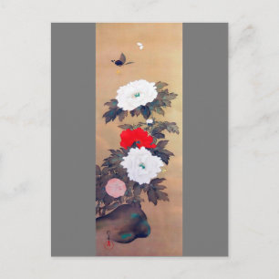Butterfly en Peony Flower, Watanabe Seitei Briefkaart