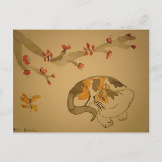 Butterfly en Plum Blossom Briefkaart (Voorkant)