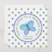 Butterfly en pooldot : partijuitnodiging kaart (Voorkant / Achterkant)