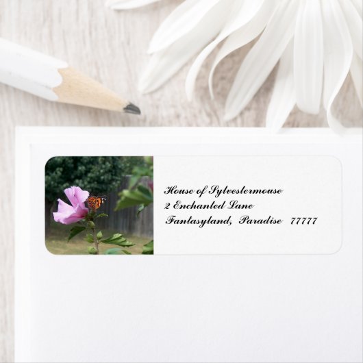 Butterfly en Roos van Sharon-Adresetiketten Etiket (Insitu)