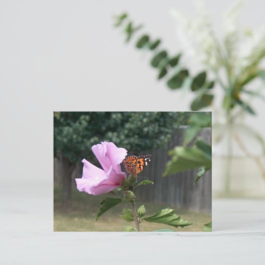 Butterfly en Roos van Sharon Briefkaart (Staand voorkant)