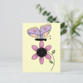 Butterfly en roze Daisy Briefkaart (Staand voorkant)