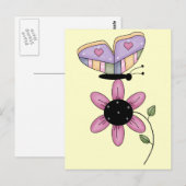 Butterfly en roze Daisy Briefkaart (Voorkant / Achterkant)