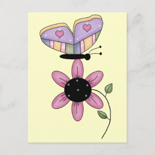 Butterfly en roze Daisy Briefkaart