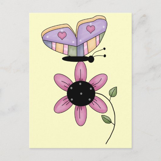 Butterfly en roze Daisy Briefkaart (Voorkant)