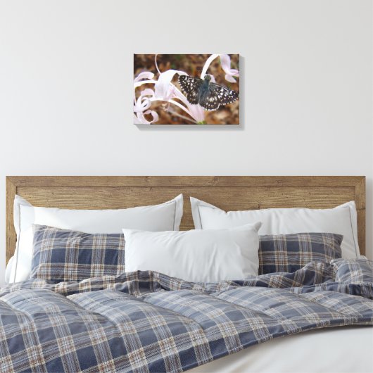 Butterfly en Roze danseringsventiel Canvas Afdruk (Insitu (Slaapkamer))