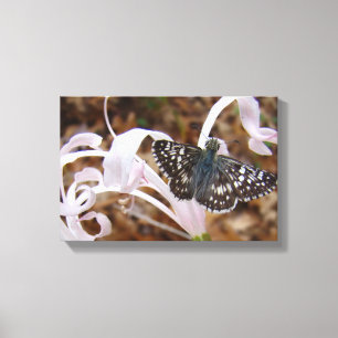 Butterfly en Roze danseringsventiel Canvas Afdruk