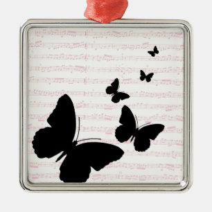 Butterfly en roze noten metalen ornament