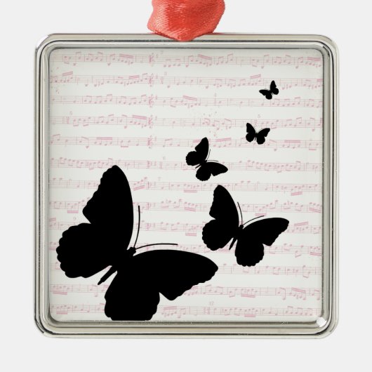 Butterfly en roze noten metalen ornament (Voorkant)