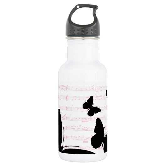 Butterfly en roze noten waterfles  (Voorkant)