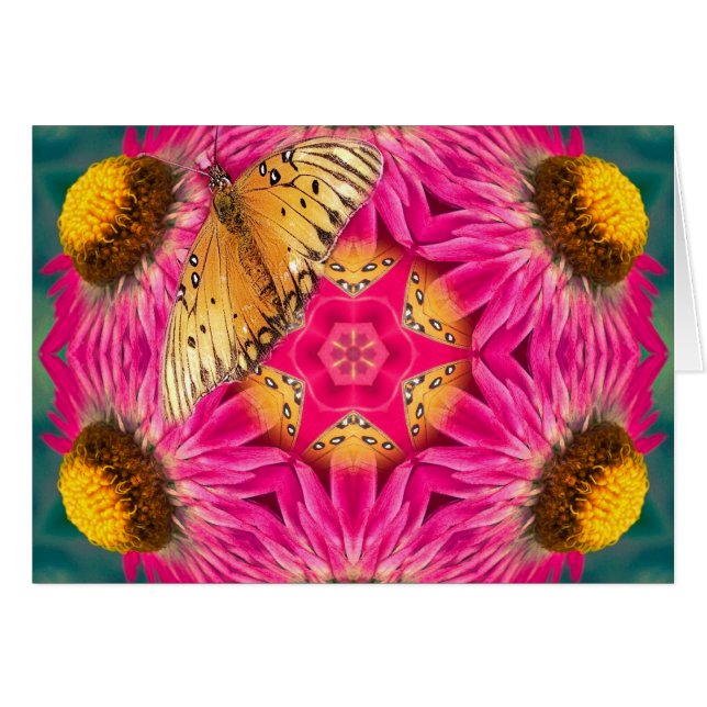Butterfly en Strawflower Mandala (Voorkant Horizontaal)