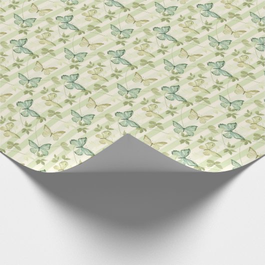Butterfly en Stripes Groene Verjaardag Cadeauverpa Cadeaupapier (Hoek)