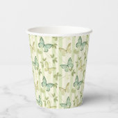 Butterfly en Stripes Groene Verjaardag Papier Cups Papieren Bekers (Achterkant)