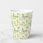 Butterfly en Stripes Groene Verjaardag Papier Cups Papieren Bekers (Rechts)