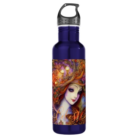 Butterfly en tuingodin in Waterverf Blues C Waterfles (Voorkant)