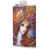 Butterfly en tuingodin in Waterverf Blues Heupfles (Links)