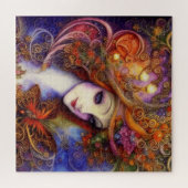 Butterfly en tuingodin in Waterverf Blues Legpuzzel (Horizontaal)