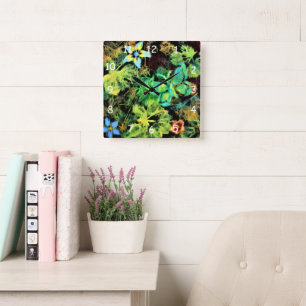 Butterfly en Vloer Rodilius Square Clock Vierkante Klok