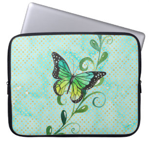 Butterfly en wijnkatoenkern laptop sleeve