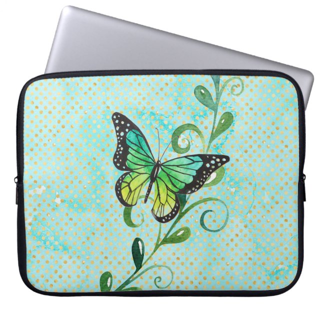Butterfly en wijnkatoenkern laptop sleeve (Voorkant)