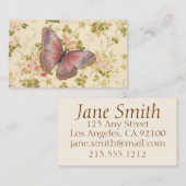 Butterfly en wijnstokken gepersonaliseerde Shabby Contactkaartje (Voorkant / Achterkant)