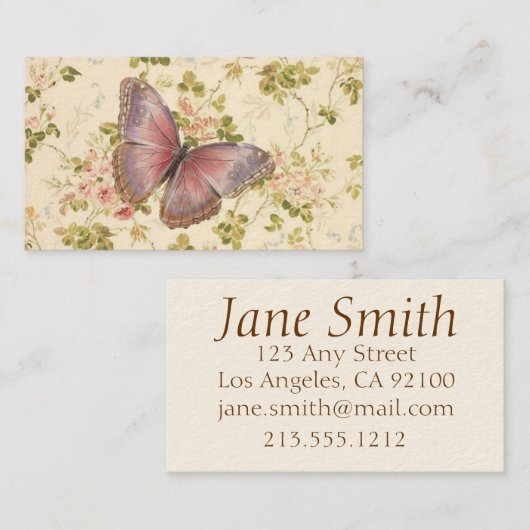 Butterfly en wijnstokken Shabby Chic Calling Cards Contactkaartje (Voorkant / Achterkant)
