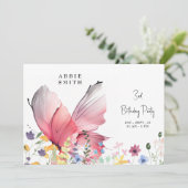 Butterfly en Wilde bloemen Zweet Birthday Party Kaart (Staand voorkant)