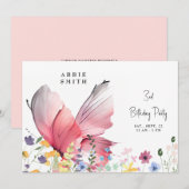 Butterfly en Wilde bloemen Zweet Birthday Party Kaart (Voorkant / Achterkant)