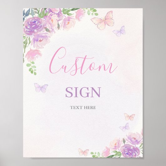 Butterfly Enchanted Baby shower aangepast Poster (Voorkant)