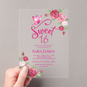 Butterfly Enchanted Rose Sweet 16 Birthday Acryl Uitnodigingen (Insitu (Draagbaar))