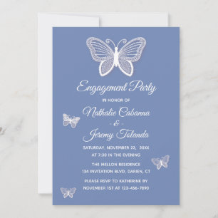 Butterfly Engagement Party Blauwe Vlinders Kaart