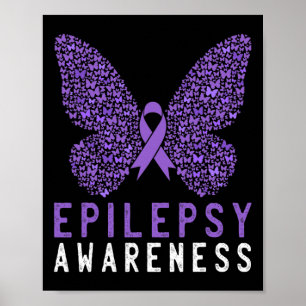 Butterfly Epilepsy Awareness Month Paarse Ribbon S Poster