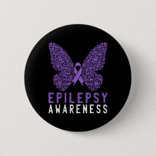 Butterfly Epilepsy Awareness Month Paarse Ribbon S Ronde Button 5,7 Cm