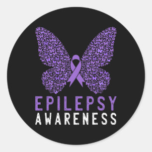 Butterfly Epilepsy Awareness Month Paarse Ribbon S Ronde Sticker