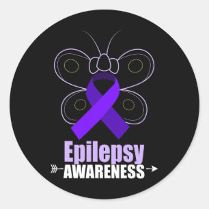 Butterfly Epilepsy Ribbon Epilepsie Ziekte Awaren Ronde Sticker