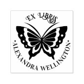 Butterfly Ex Libris Bibliotheek Boeknaam #1 Ronde Zelfinktende Stempel (Design)