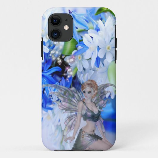 Butterfly Faerie in Blue Flowers Case-Mate iPhone Case (Achterkant)