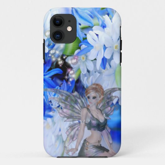 Butterfly Faerie in Blue Flowers Case-Mate iPhone Case (Achterkant)