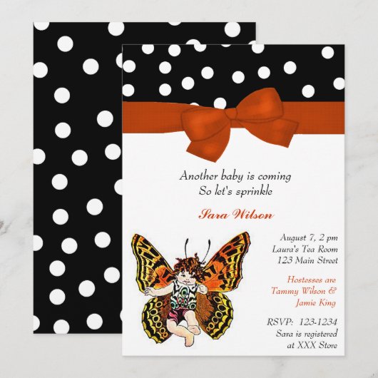 Butterfly Fairy Baby Sprinkle Shower Uitnodiging (Voorkant / Achterkant)