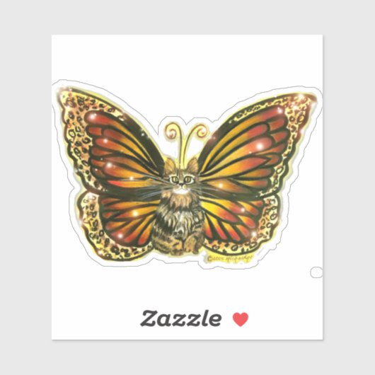 Butterfly Fairy Cat Sticker Cutout (Vel)