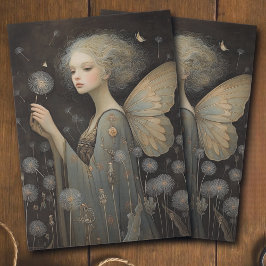 Butterfly Fairy & Dandelion Field Decoupage Art Tissuepapier