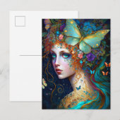 Butterfly Fairy Elf Lady Fantasy Art Briefkaart (Voorkant / Achterkant)