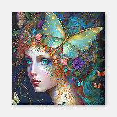 Butterfly Fairy Elf Lady Fantasy Art Magneet (Voorkant)