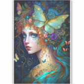 Butterfly Fairy Elf Lady Fantasy Art Sticker (Voorkant)