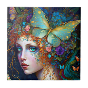 Butterfly Fairy Elf Lady Fantasy Art Tegeltje