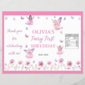 Butterfly Fairy First Birthday Chip Bag Wrapper Flyer (Voorkant)