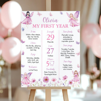 Butterfly Fairy Floral Garden Birthday Milestone Poster