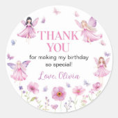 Butterfly Fairy Floral Garden Birthday Ronde Sticker (Voorkant)