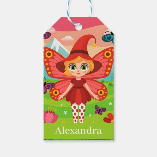 Butterfly Fairy Illustration in Whimsical Forest Cadeaulabel (Voorkant)